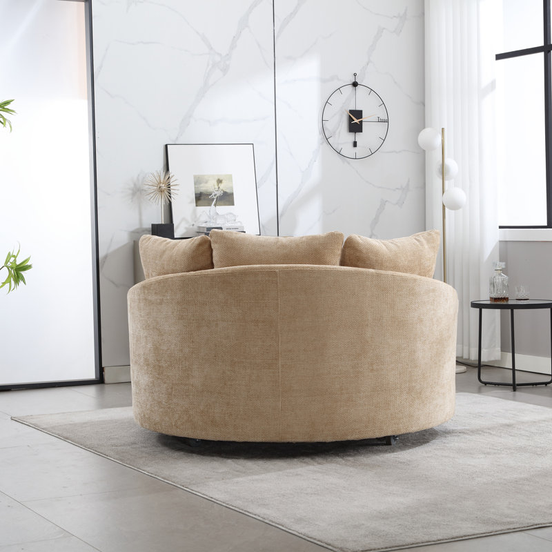 Fauteuil demi-tonneau avec repose-pieds, Chenille blé