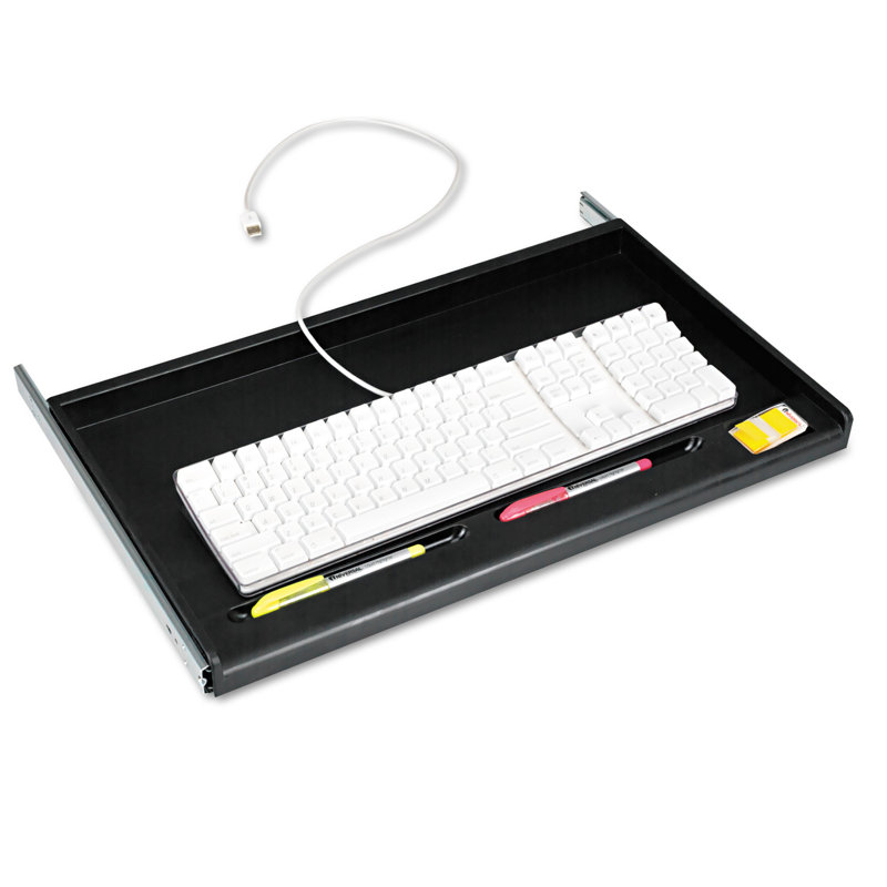 Adjustable Black Plastic Underdesk Keyboard Drawer with Wrist Pillow