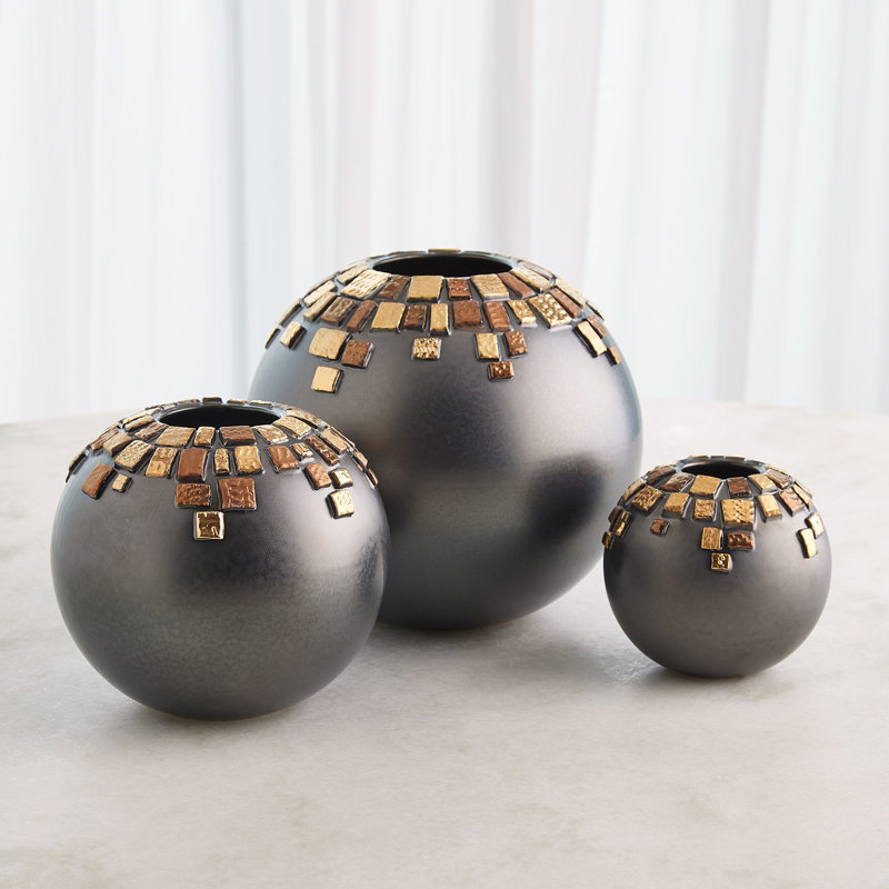 Array Vase-Black Reactive-Sm, 26" H x 28" W x 28 D