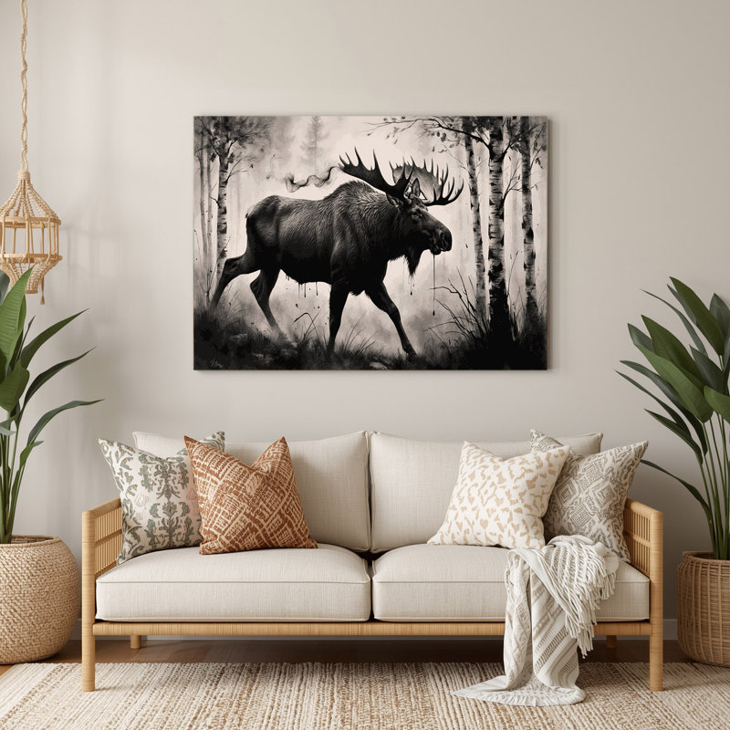 Faune orignal gris, art mural en métal, H 24 po x l 36 po