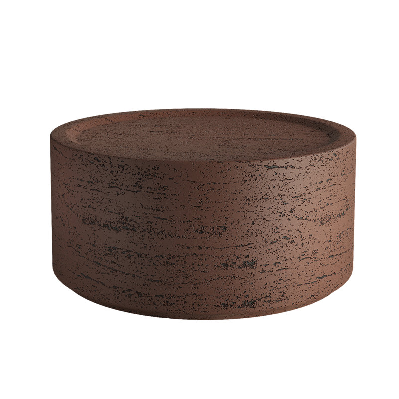 Table basse 28 po d'intérieur moderne en béton pour le salon, rouge rouille, Rouge rouille