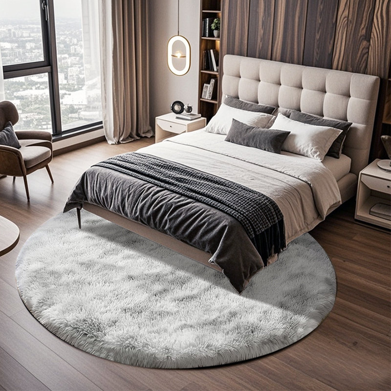 Plush Round Area Rug, Soft Fuzzy Shag Rug for Bedroom Living Room Balcony, Fluffy Carpet for Home Decor, Non-Slip Cozy Decorative Rug.