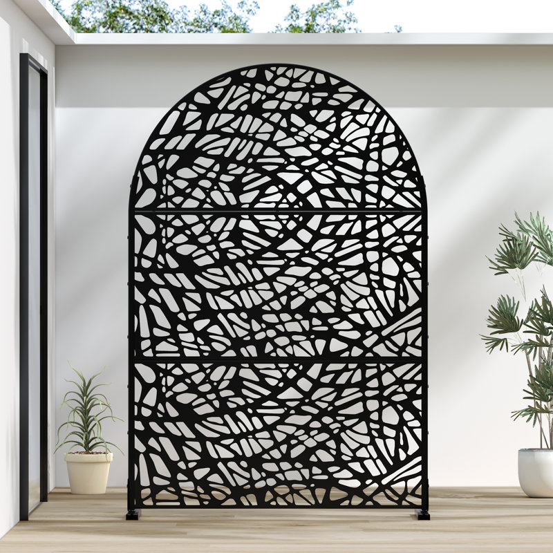 Panneau de clôture en métal pour écran d'intimité, Filet 01, Noir