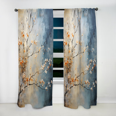 Rideau obscurcissant à motif floral érable orange sarcelle III - 1 panneau