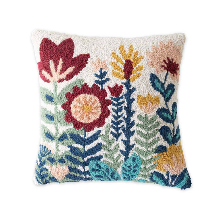 Mushroom Hand-Hooked Wool Decorative Throw Pillow