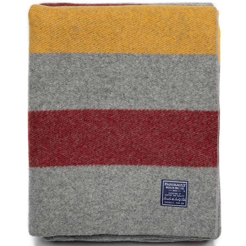 Frontier Collection Hand Woven Blanket, 80" x 96", Gray/Red/Yellow