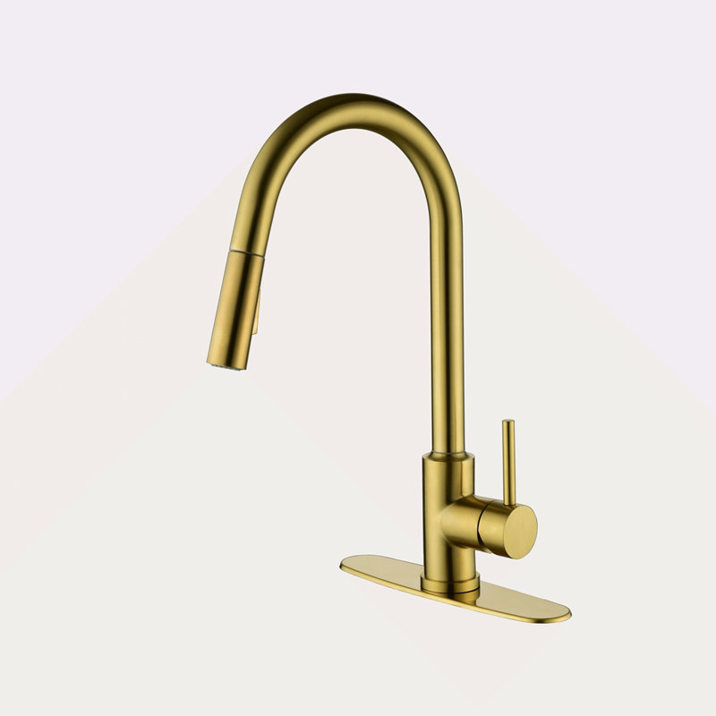 Robinet de cuisine avec douchette extractible, Doré