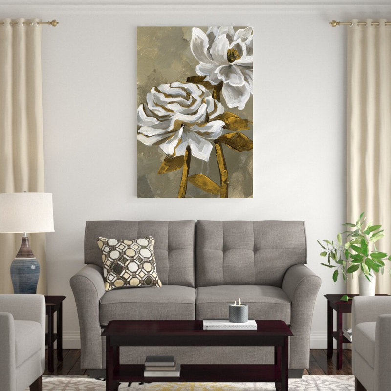 Floral peint à la rose, H 48 po x l 32 po