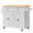 Mobile Kitchen Island with Drawer, Spice Rack and Towel Rack, White