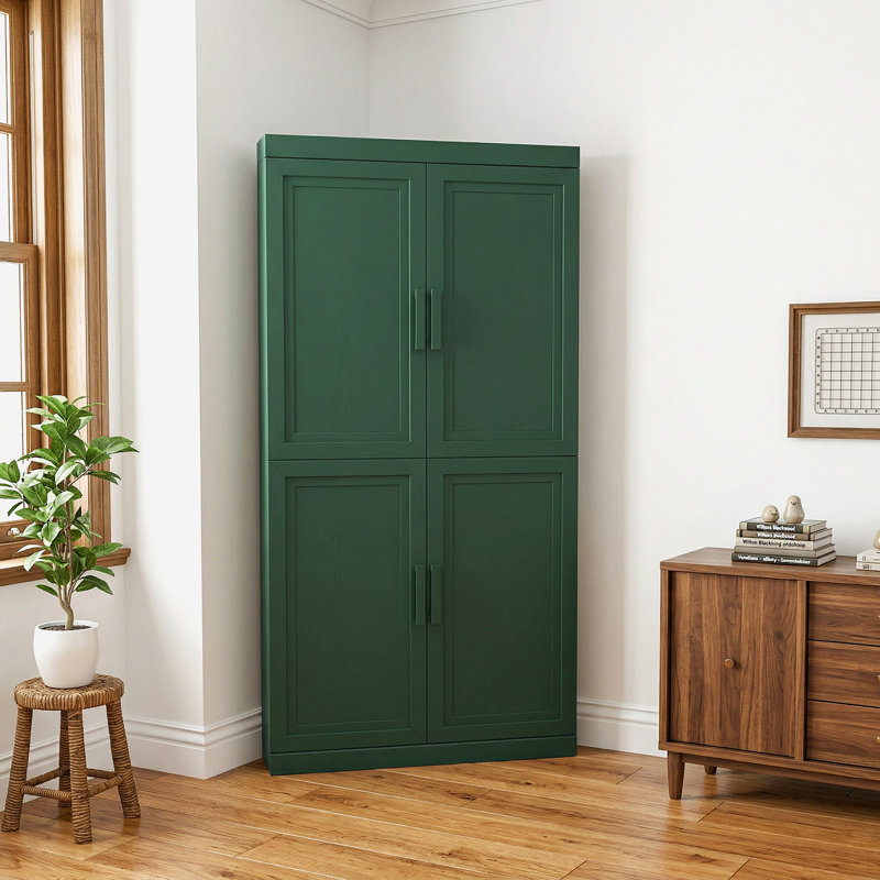 Armoire de coin en coin avec portes et tablettes réglables pour le salon et la salle à manger, H 62 po x l 31 po x P 16 po