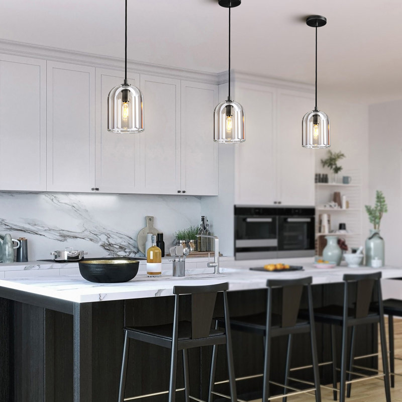 Luminaire suspendu en cristal Thamar, Noir mat