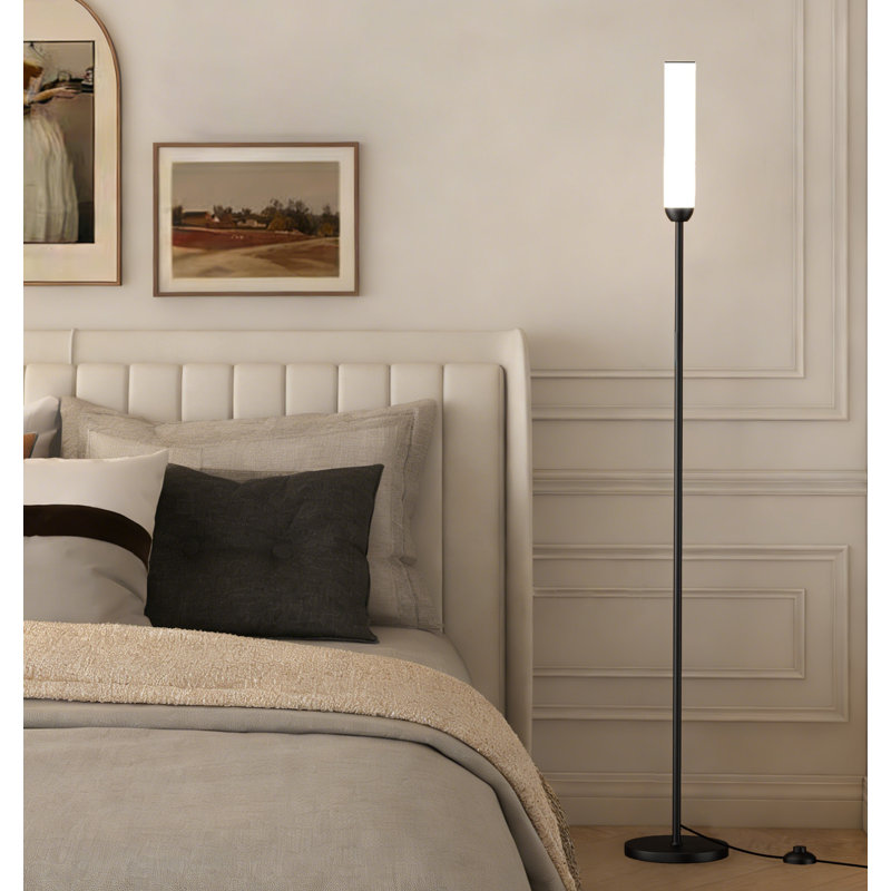 LED Floor Lamp, 65" Standing Lamp With Remote Control And Foot Switch,Stepless Adjustable Brightness, ‎Bulb Included, Black