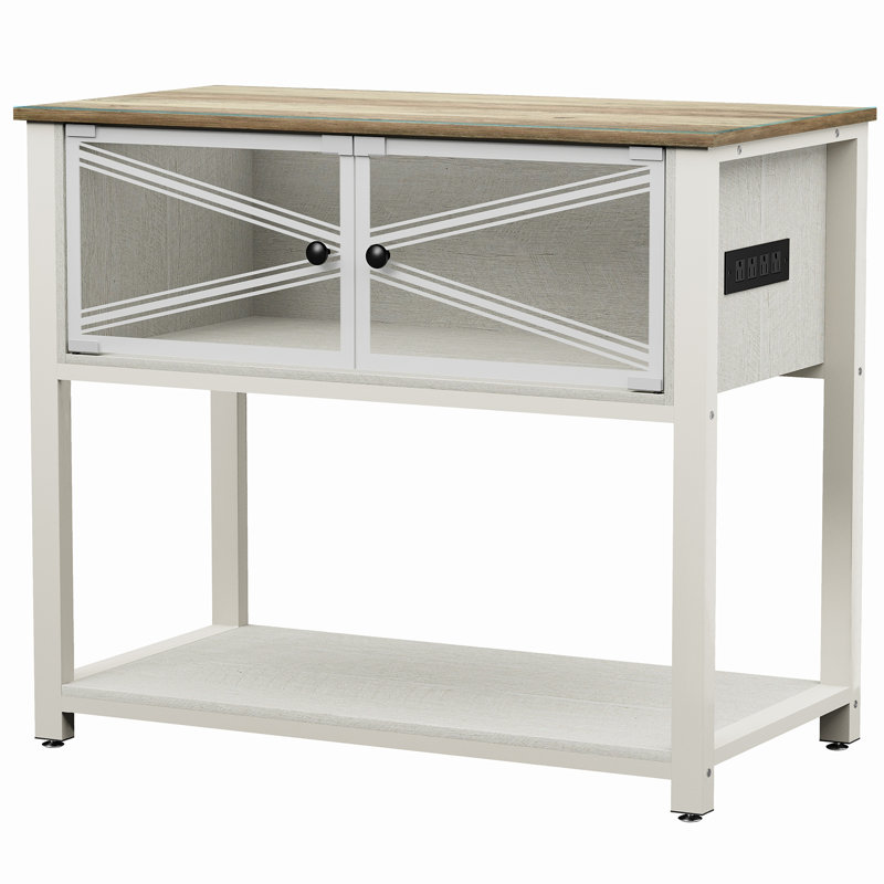 White Heavy Duty Metal Aquarium Stand with Storage Cabinet and LED Light