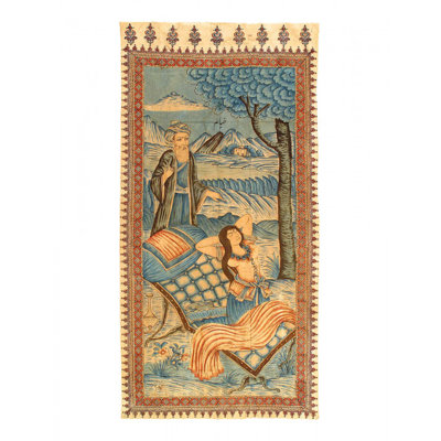 Persian Well Made Pictorial Rug, Handmade Umar Khayyam Hanging Rug