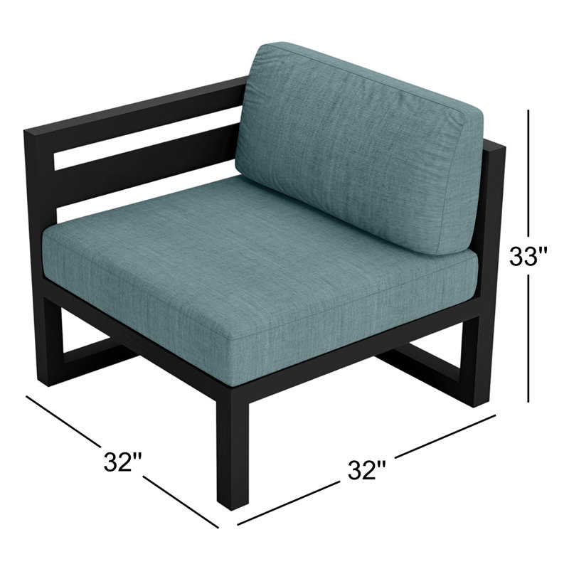 Avion Outdoor One Arm Lounge Chair, Canvas Charcoal Sunbrella® Canvas, Black