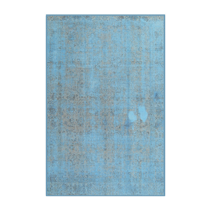 Tapis de zone bleu contemporain, Rectangle 3 pi x 5 pi
