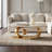 Cogliandro 51.2" Oval Faux Marble Coffee Table, Gold Stainless Steel Base With Abstract Fantastic Midsize Sphere Crescent-Shaped Design-832930853