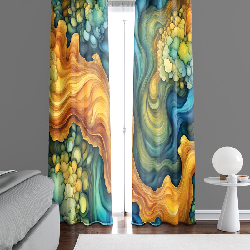 Paire de rideaux semi-transparents en polyester Emilce, L 20 po x L 52 po