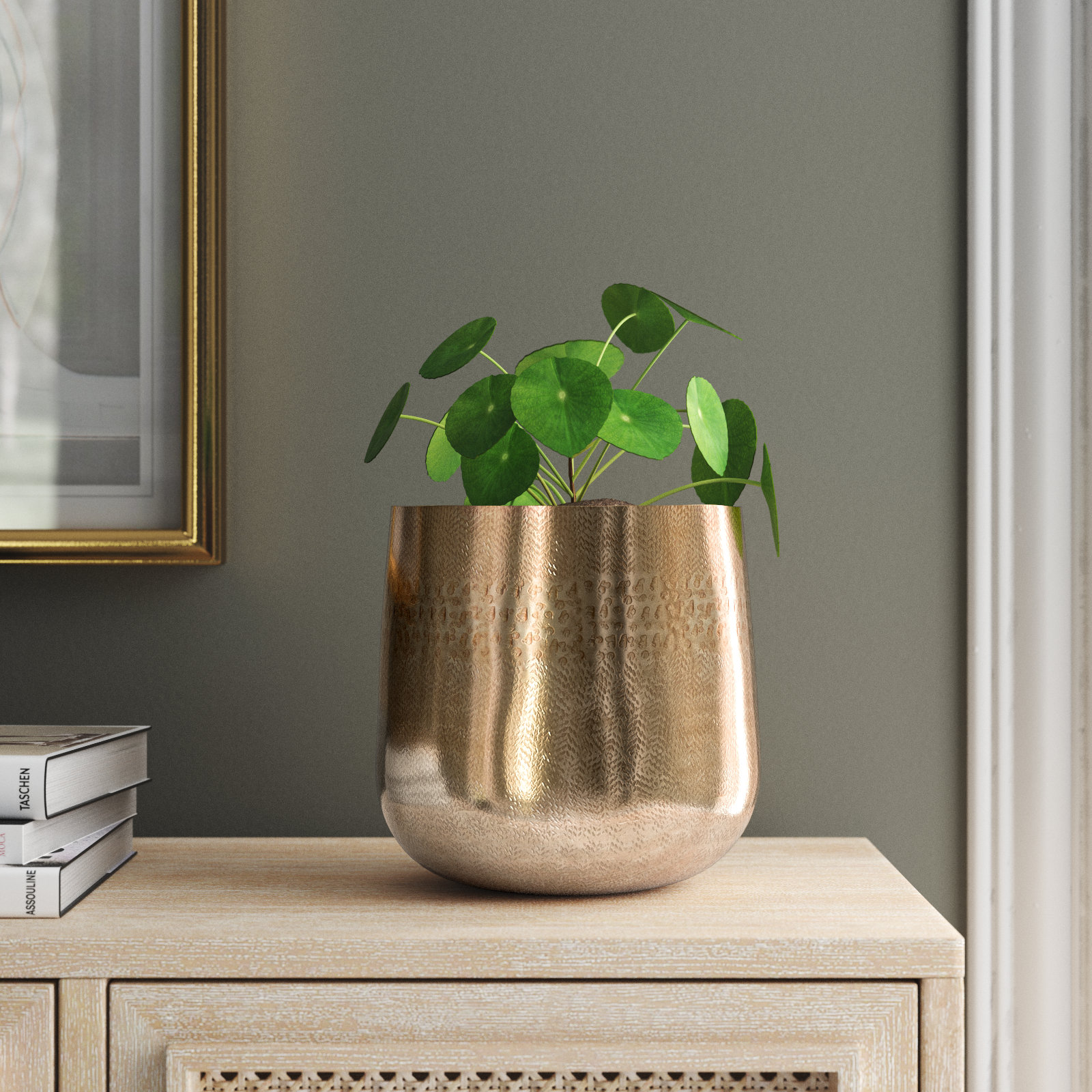 Acquah Metal Cachepot, Gold, 8" H x 8.25" W x 8.25" D