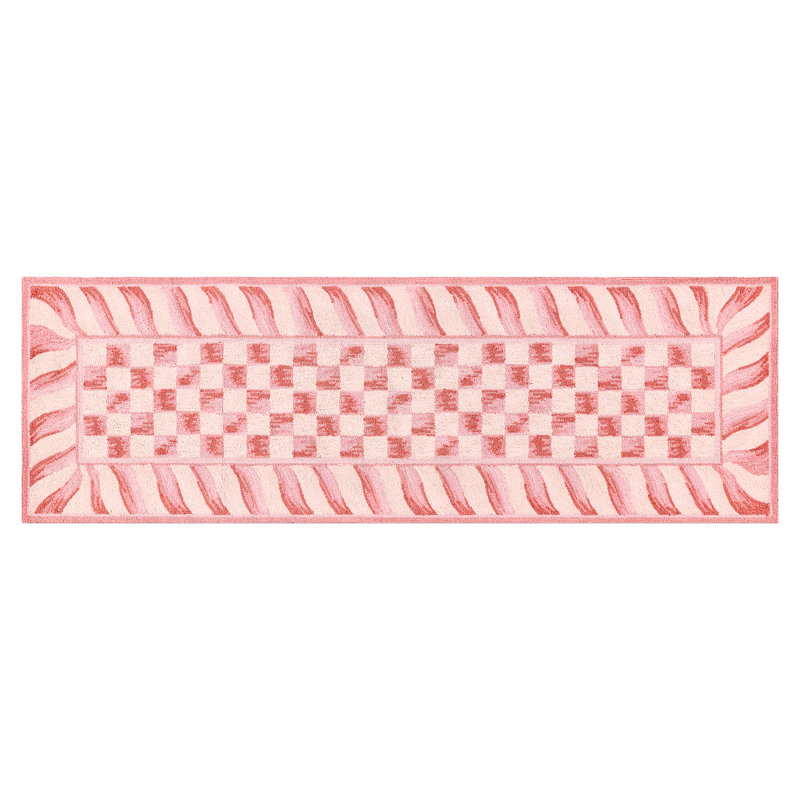 Rosy Check 2'6" X 8' Rug, Runner 2'6" x 8'