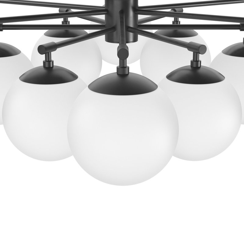 Orion Round Chandelier-Black Gunmetal, Black Gunmetal, White