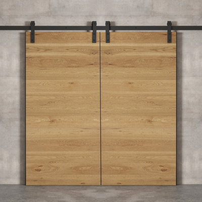 Porte de grange de finition en bois manufacturé avec kit de quincaillerie d’installation