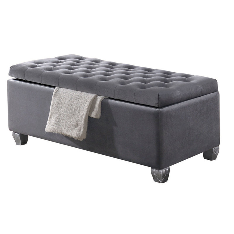 Comfortable Grey Bedroom Lift-Top Storage Bench With For - Luxury Style