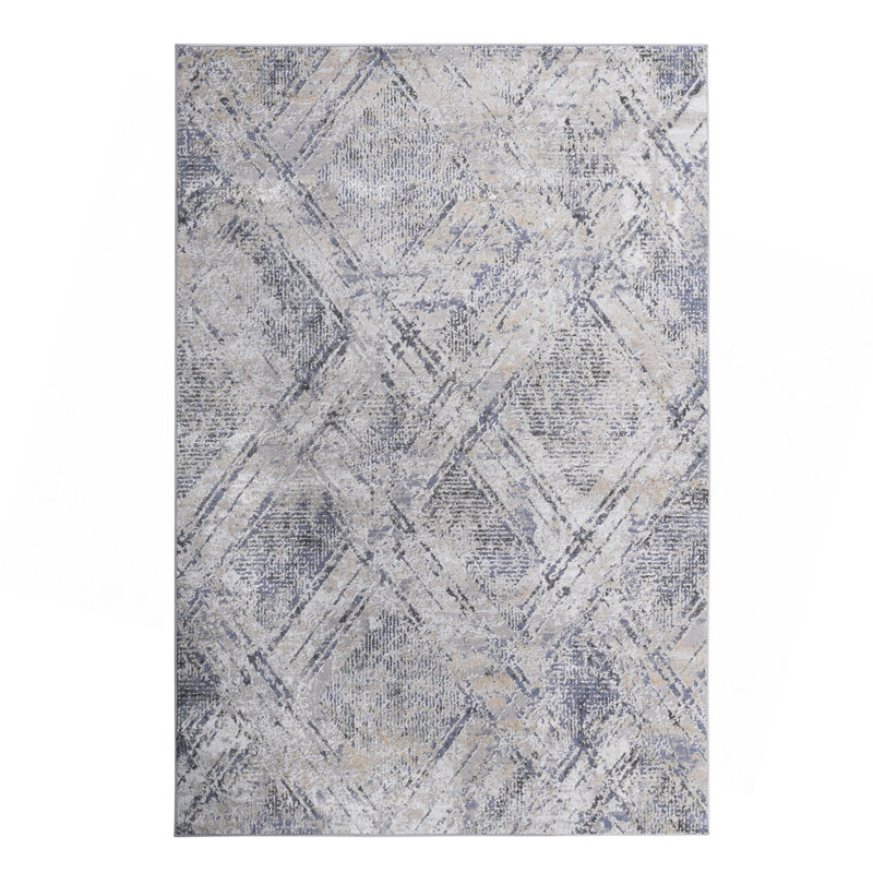 Collection 2X3 Blue/Grey /Geometric Non-Shedding Living Room Bedroom Dining Home Office Stylish And Stain Resistant Area Rug