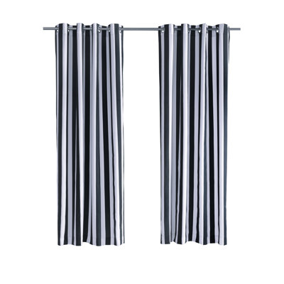 Airielle Striped Semi-Sheer Outdoor Grommet Single Curtain Panel
