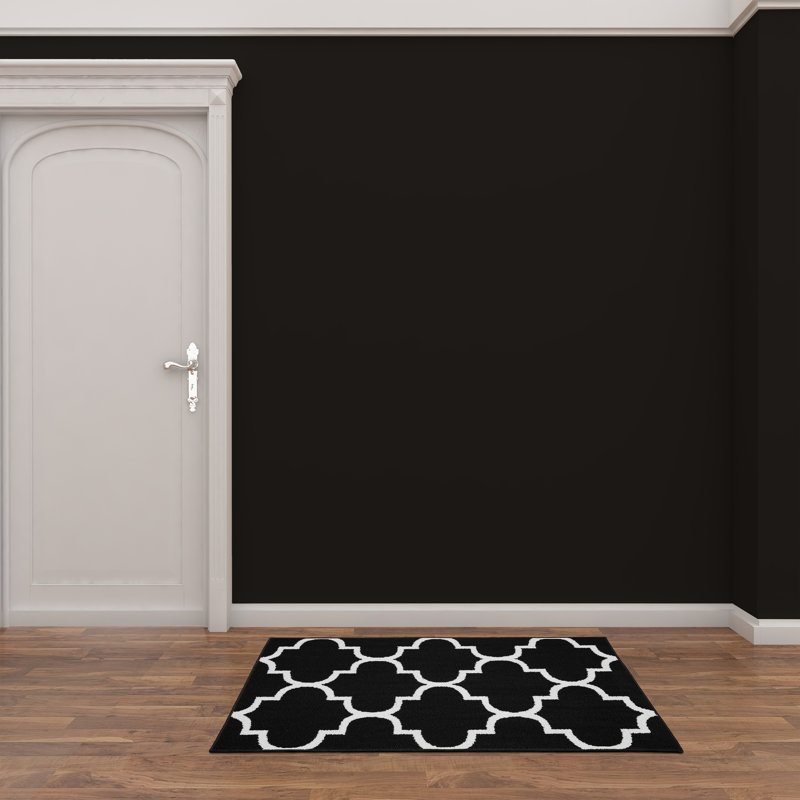 Bathampton Geometric Tufted Black Area Rug, Runner 2'6" x 3'10"