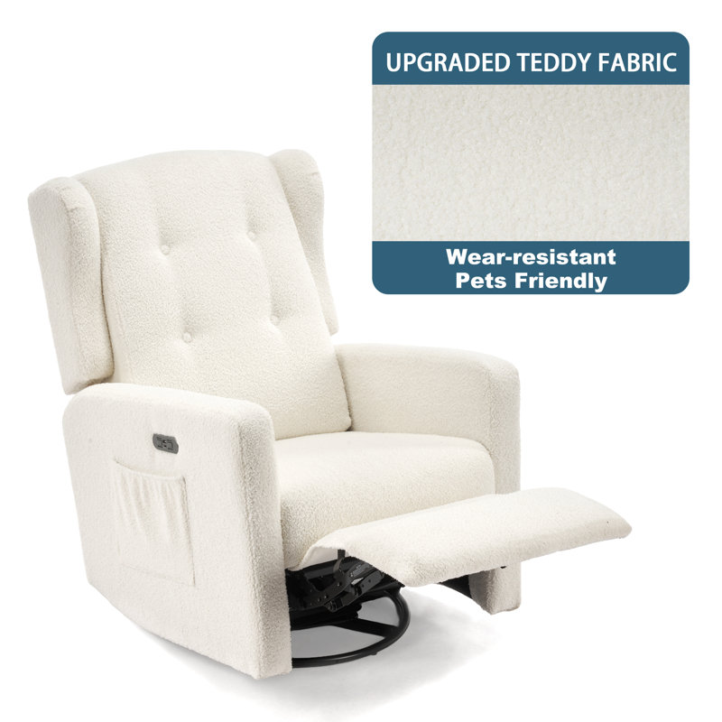 Fauteuil oscillant électrique berçant, inclinable et berçant, Tissu beige