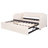 Twin Size Velvet Upholstered Daybed With Pop Up Trundle, Beige-1955261398
