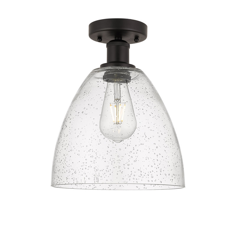 Plafonnier semi-encastré 1 lumière Alleson, H 13,25 po x l 9 po x P 9 po, Bronze huilé