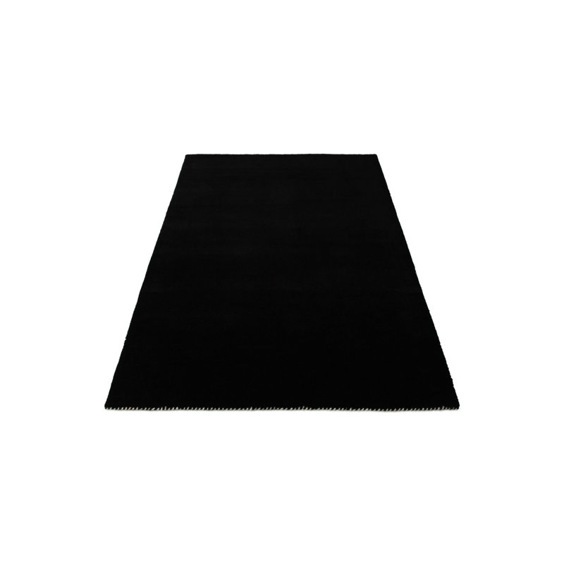 Solid Colour Wool Hand Woven Area Rug, Black, Rectangular 200 x 290cm