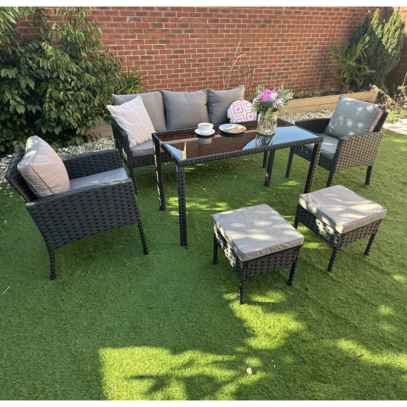 Clayborn Wicker 7 - Person Garden Lounge Set with Cushions