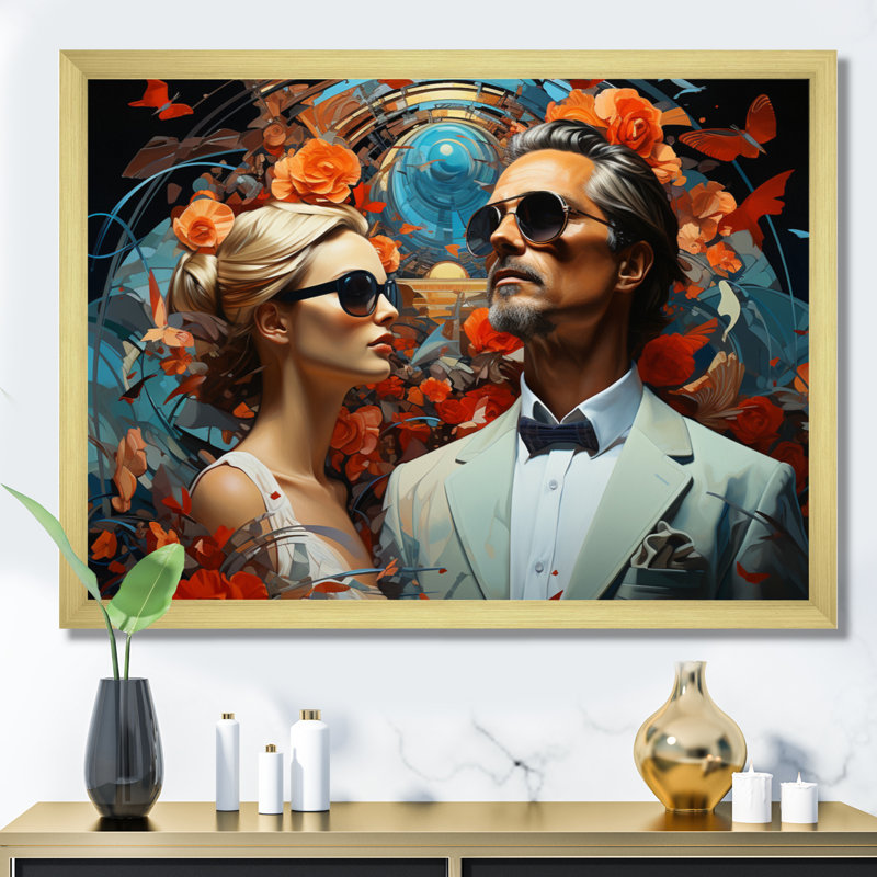 Surrealism Galas Dream Portraits - Surrealism Wall Decor, H 16 po x l 32 po x P 1 po, Encadrement doré