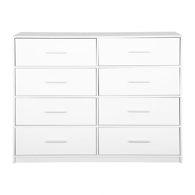 Commode 8 tiroirs avec grands tiroirs en tissu, blanc, Blanc