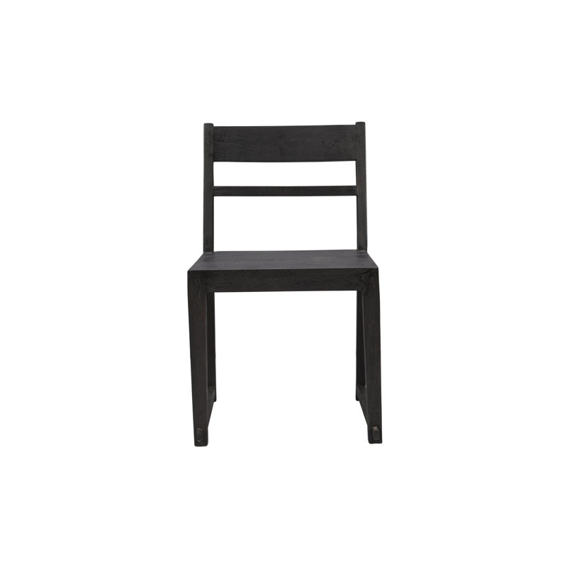 Ensemble 2 pièces de chaise de salle à manger en bois massif de manguier Clorissa, Gris foncé