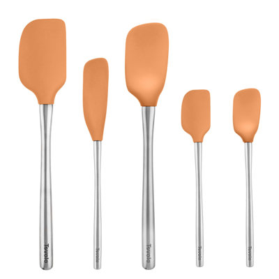 Tovolo Flex-Core Silicone Spatula Set of 5 with Stainless Steel Handles, Apricot