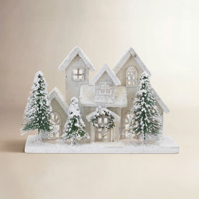 Lighted Flocked Holiday Village Display