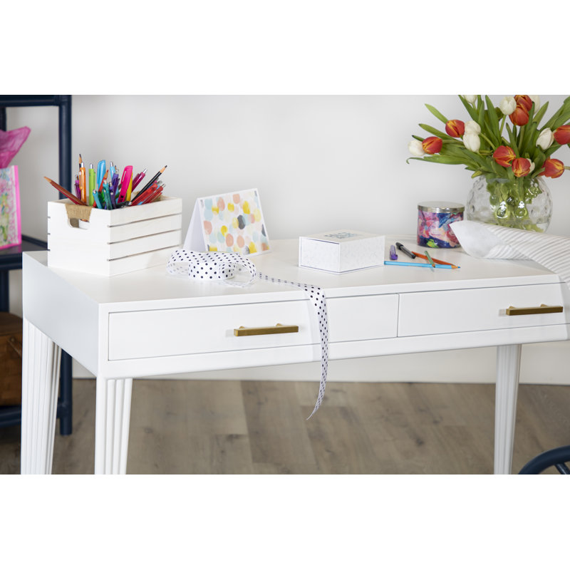 Barcelona Solid Wood Writing Desk, Citrus Orange