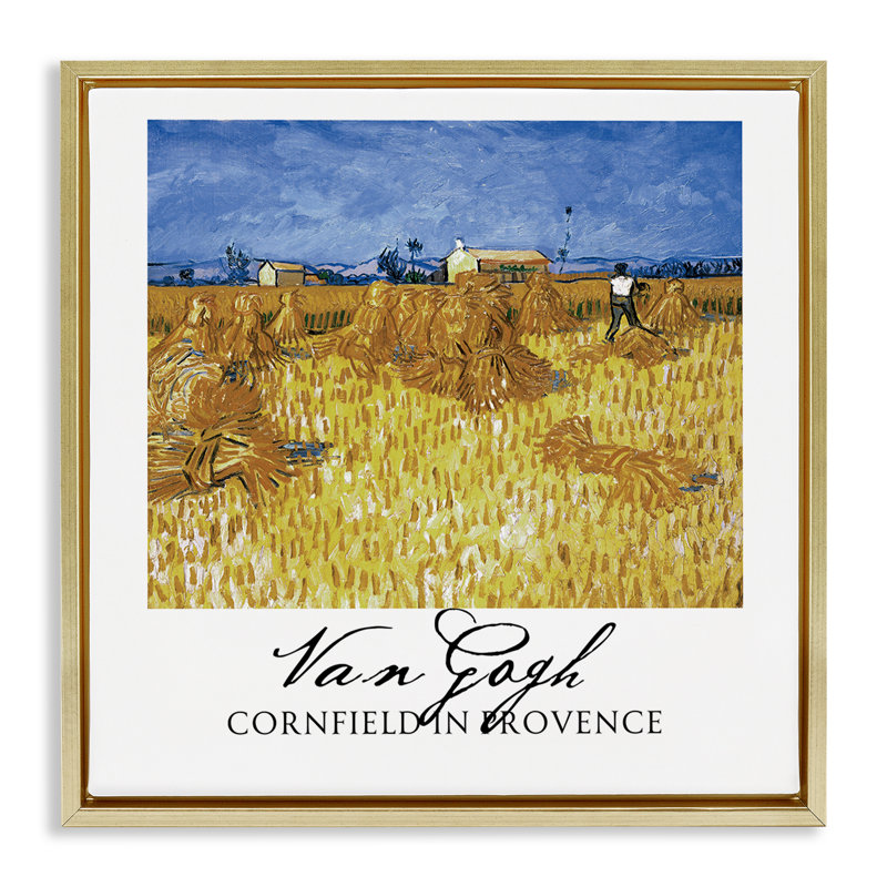 Cadre flottant Van Gogh Cornfield Provence, design par Vintage Hustle, H 25 po x l 25 po, Cadre flottant métallique doré