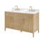 Ensemble de meuble-lavabo double 55 po avec comptoir en granite blanc à surface solide et dosseret entièrement assemblé 55 po
