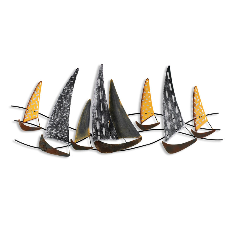 Coastal Wall Decor on Metal, Black/Yellow
