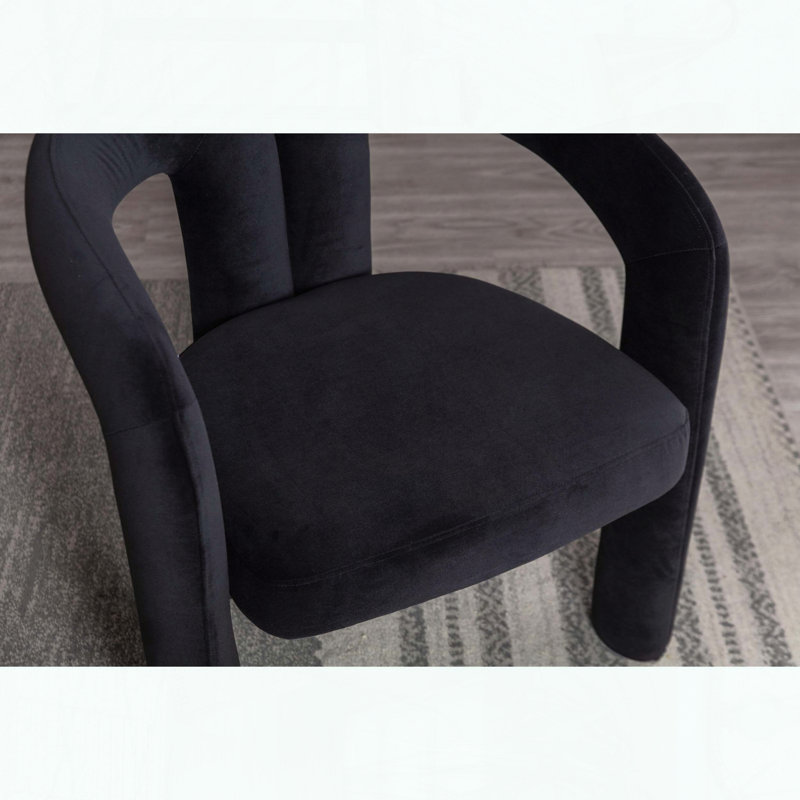 Chaises d'appoint tonneau en velours Contemporary - ensemble de 2, Noir