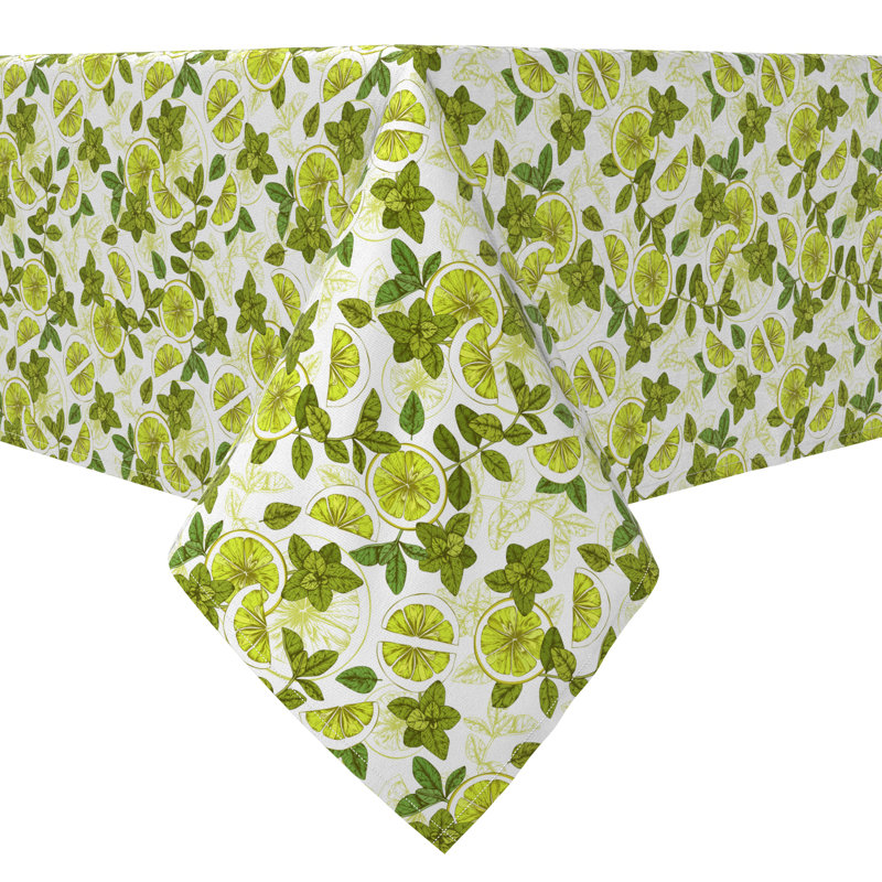Rectangular Floral Cotton Twill Tablecloth