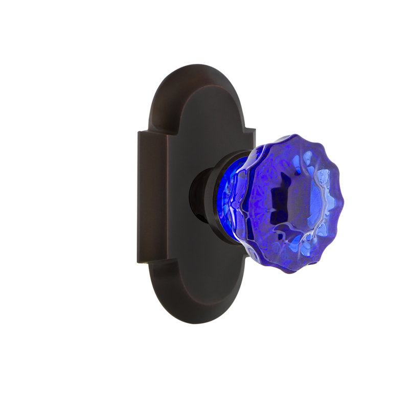 Cottage Plate with Crystal Cobalt Door Knob, Timeless Bronze