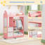 Kids Dress up Rack-Wardrobe Closet with Mirror, Open Kids Wardrobe with 3 Tier Shelf, 2 Storage Drawers-313156523