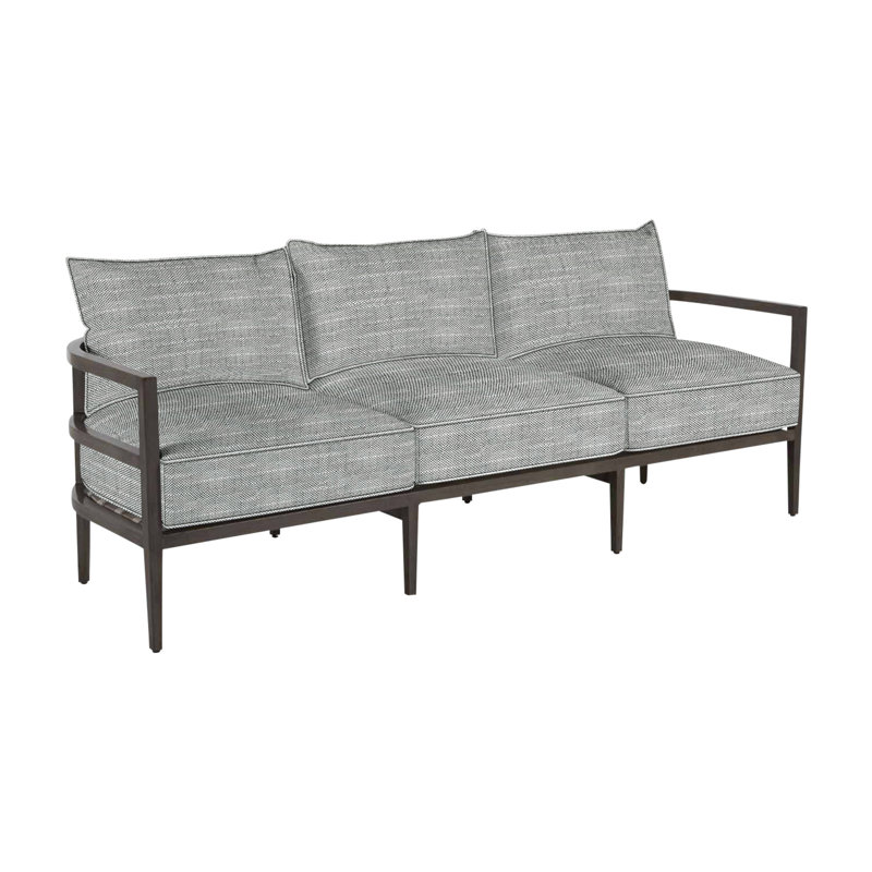 Santa Barbara 86.63" Wide Outdoor Patio Sofa with Cushions, Welt, Perigold Caper Camel, Standard Plus