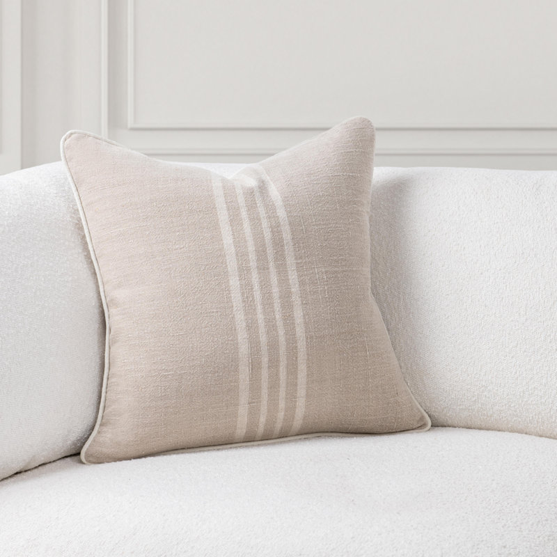 Newport  Linen Fabric Throw Pillow, Square 22", Ivory